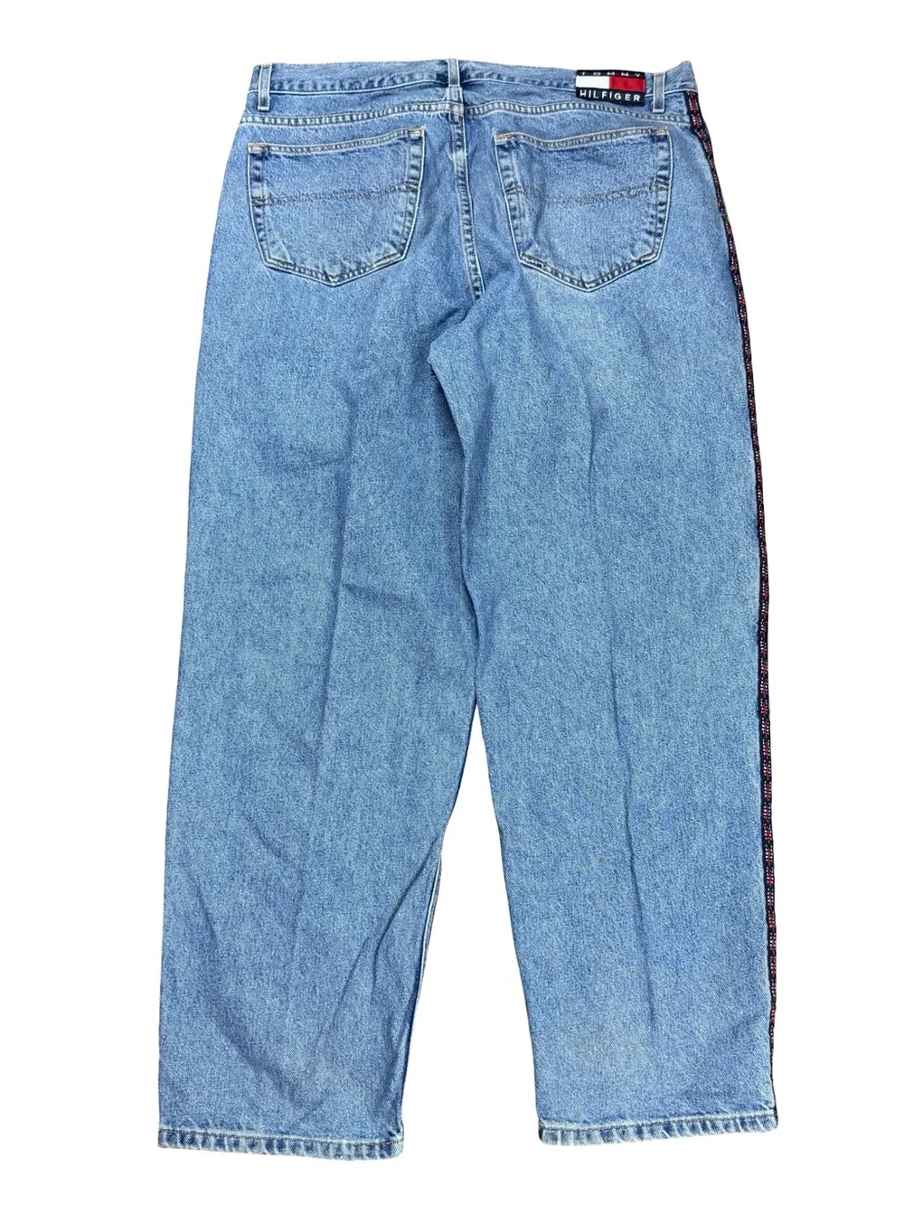 Vintage 2000s Tommy Hilfiger Light Wash Straight Blue Denim Jeans Size 40x32